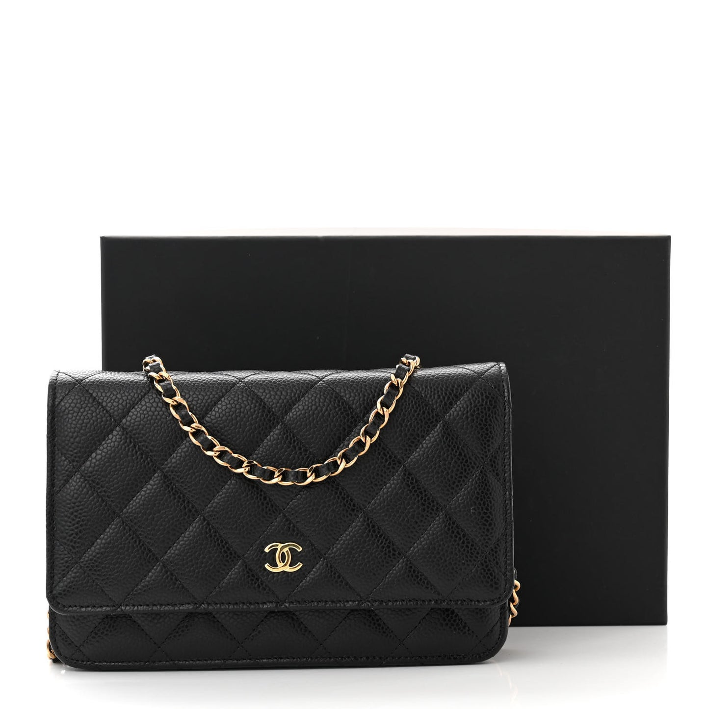 Caviar Quilted Wallet On Chain WOC Black