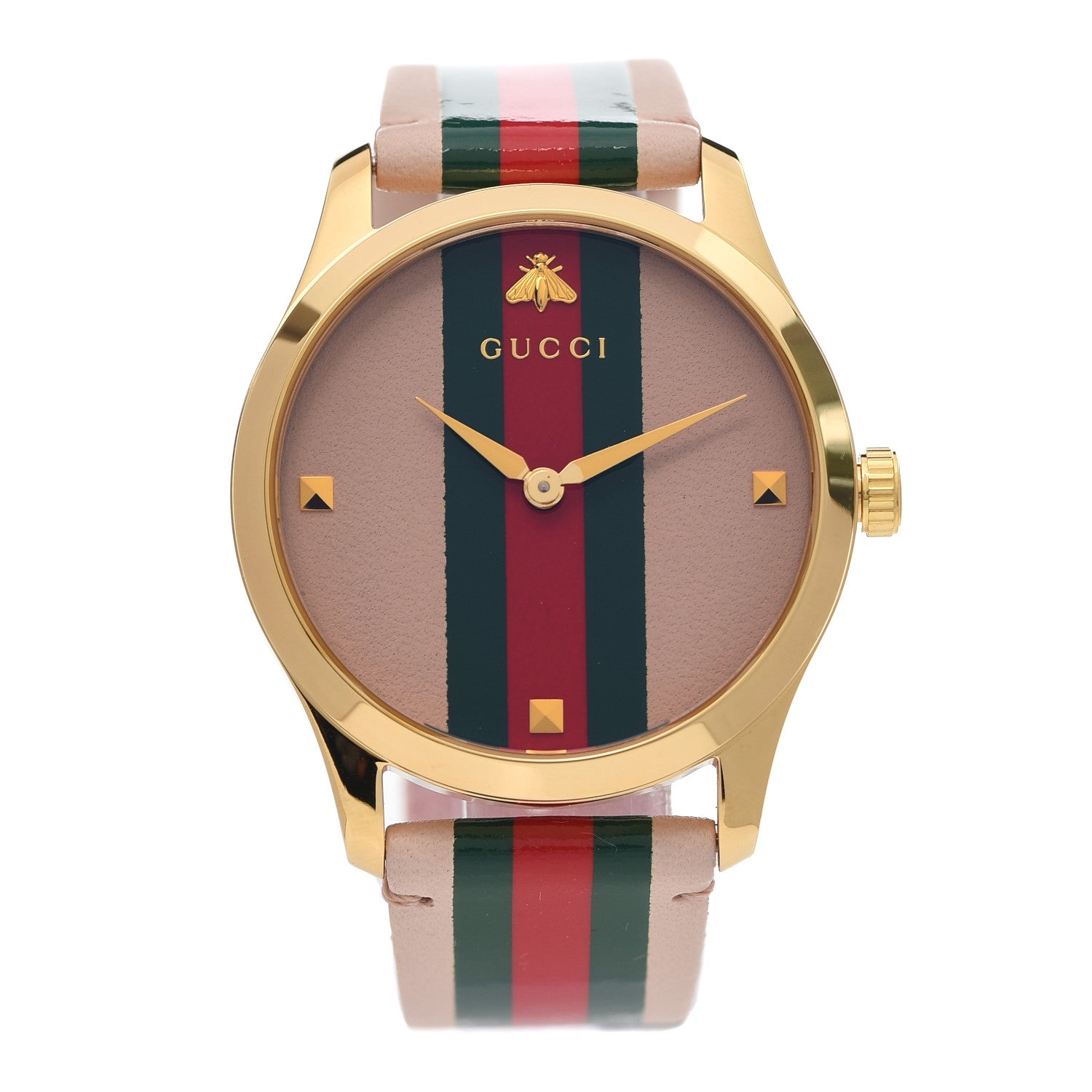 Gucci Stainless Steel Calfskin 38mm G-Timeless Stripe Web Quartz Watch Pink 1 of 5