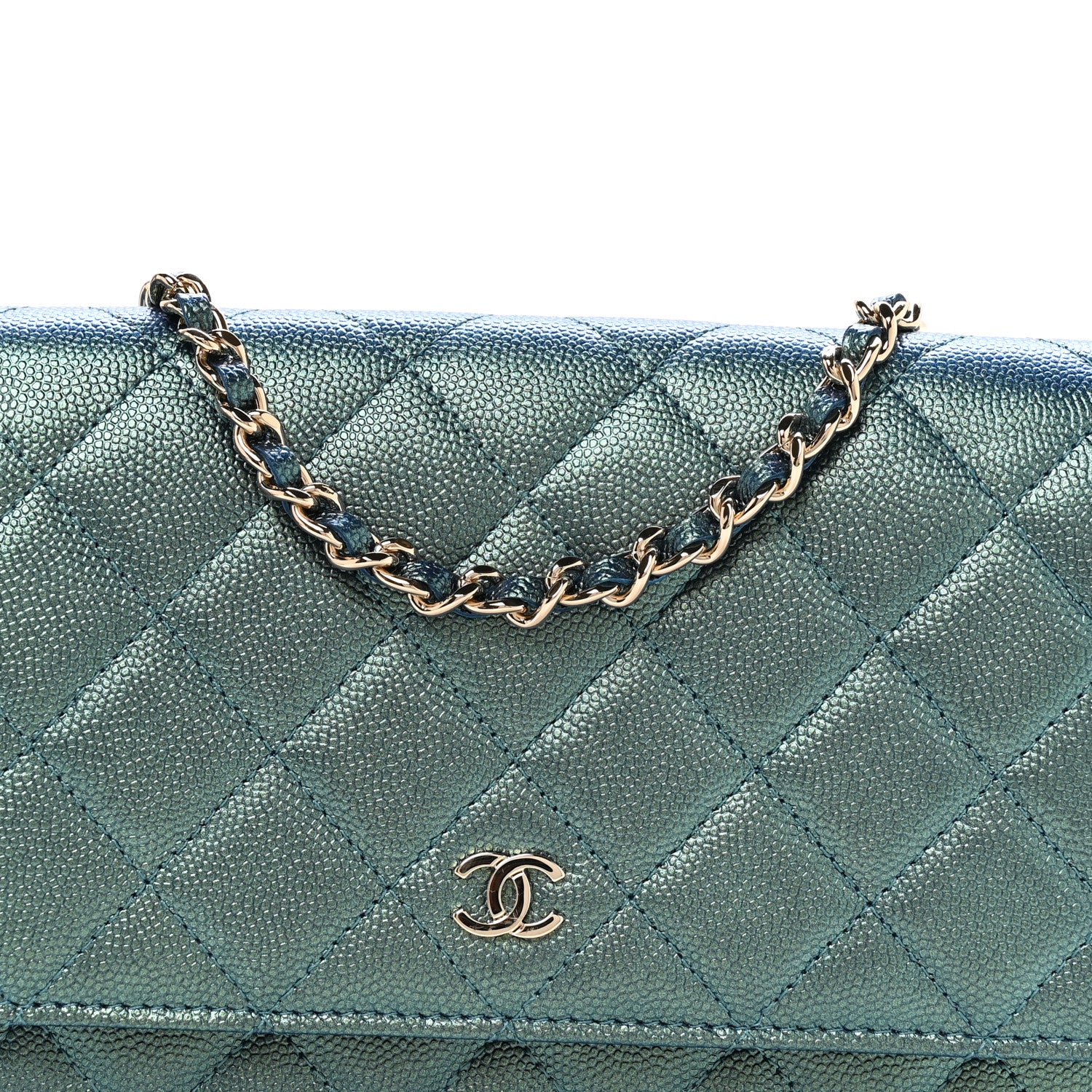 Chanel Iridescent Caviar Quilted Wallet on Chain WOC Dark Blue 9 of 12