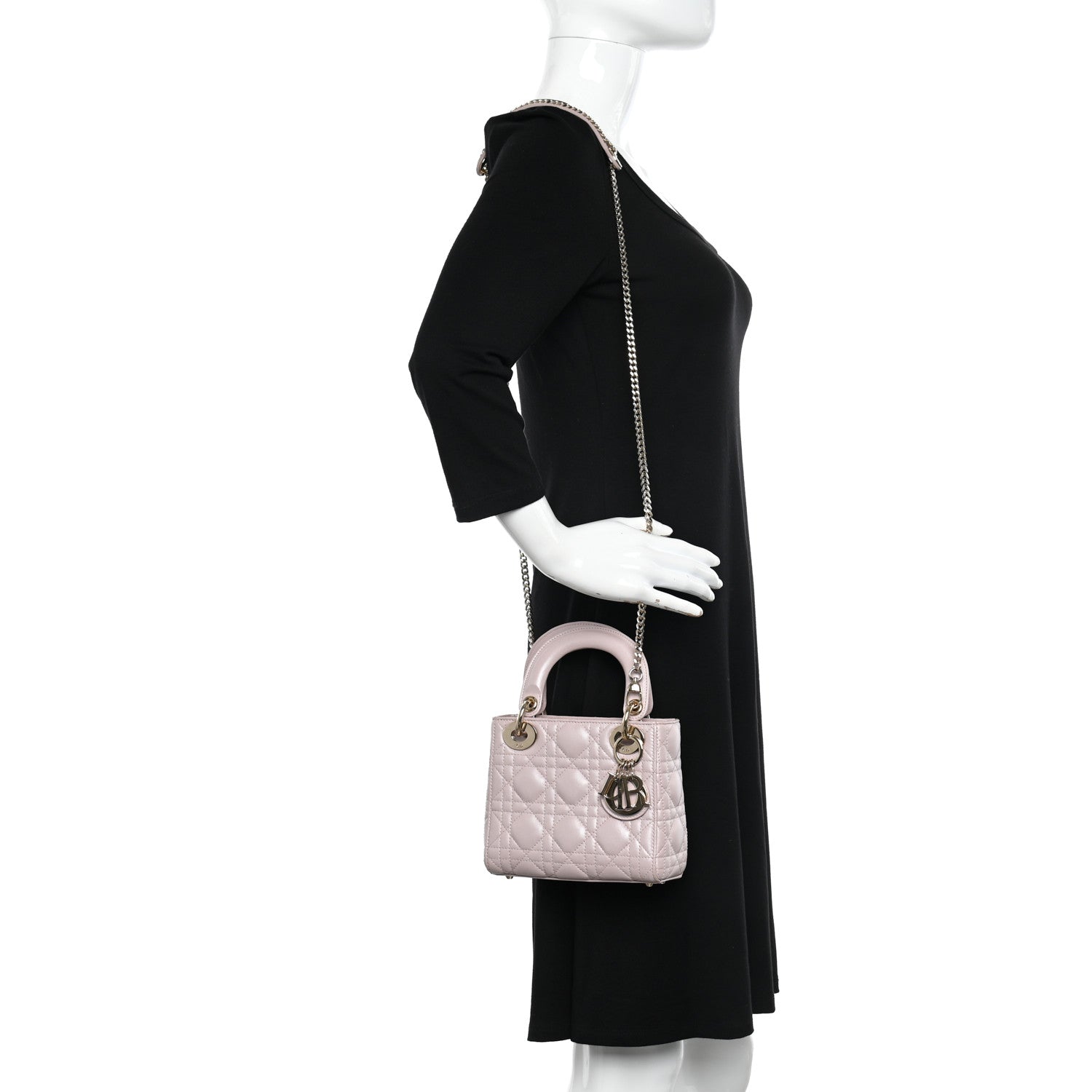 Christian Dior Lambskin Cannage Mini Lady Dior Rose Clair 2 of 14