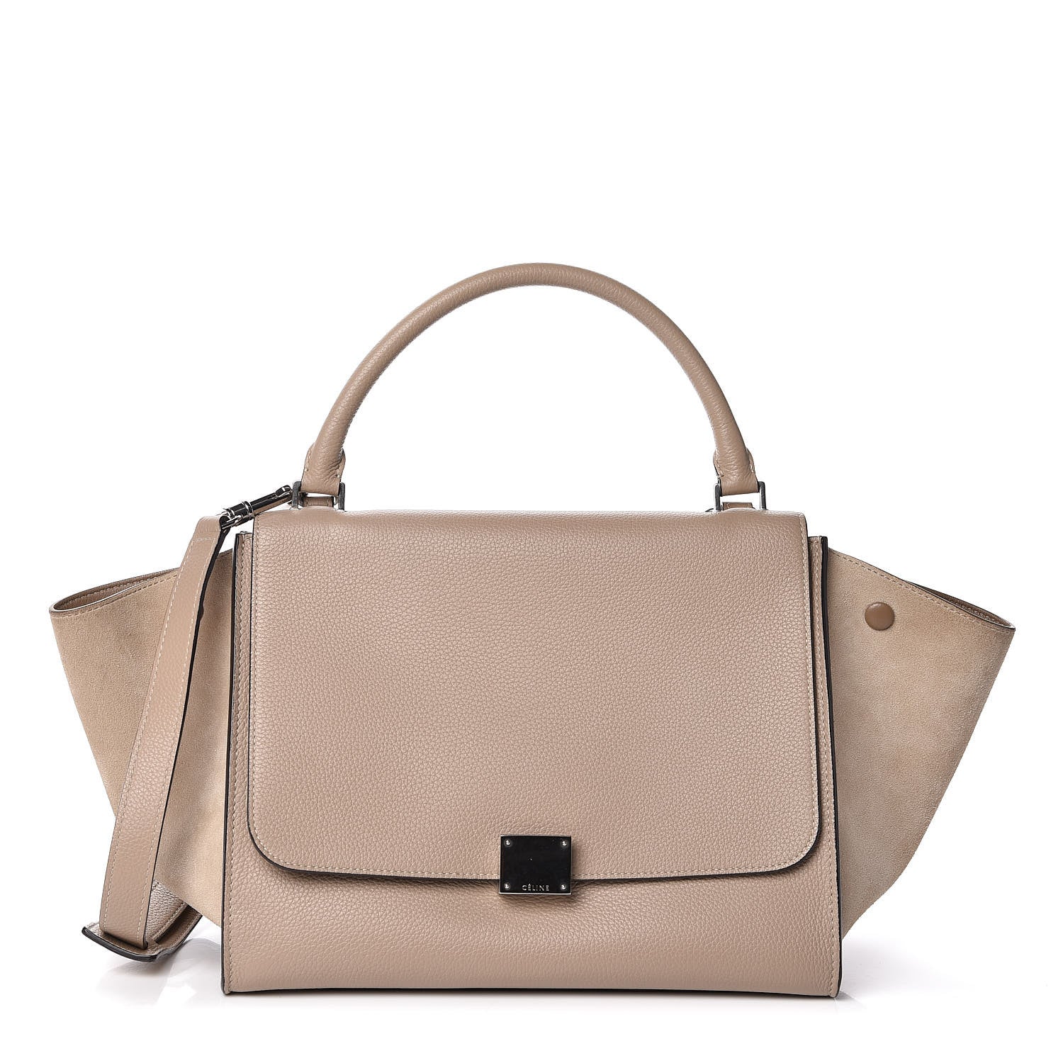 Celine Drummed Calfskin Suede Medium Trapeze Dune 1 of 9