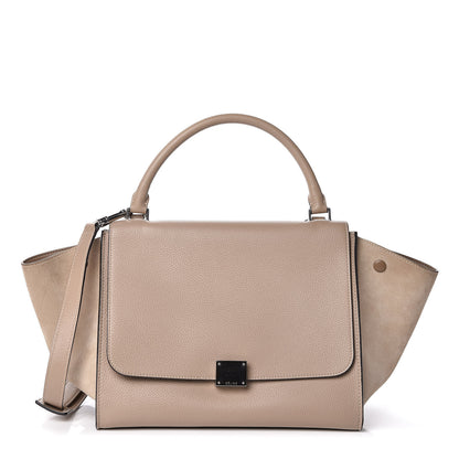 Celine Drummed Calfskin Suede Medium Trapeze Dune 1 of 9
