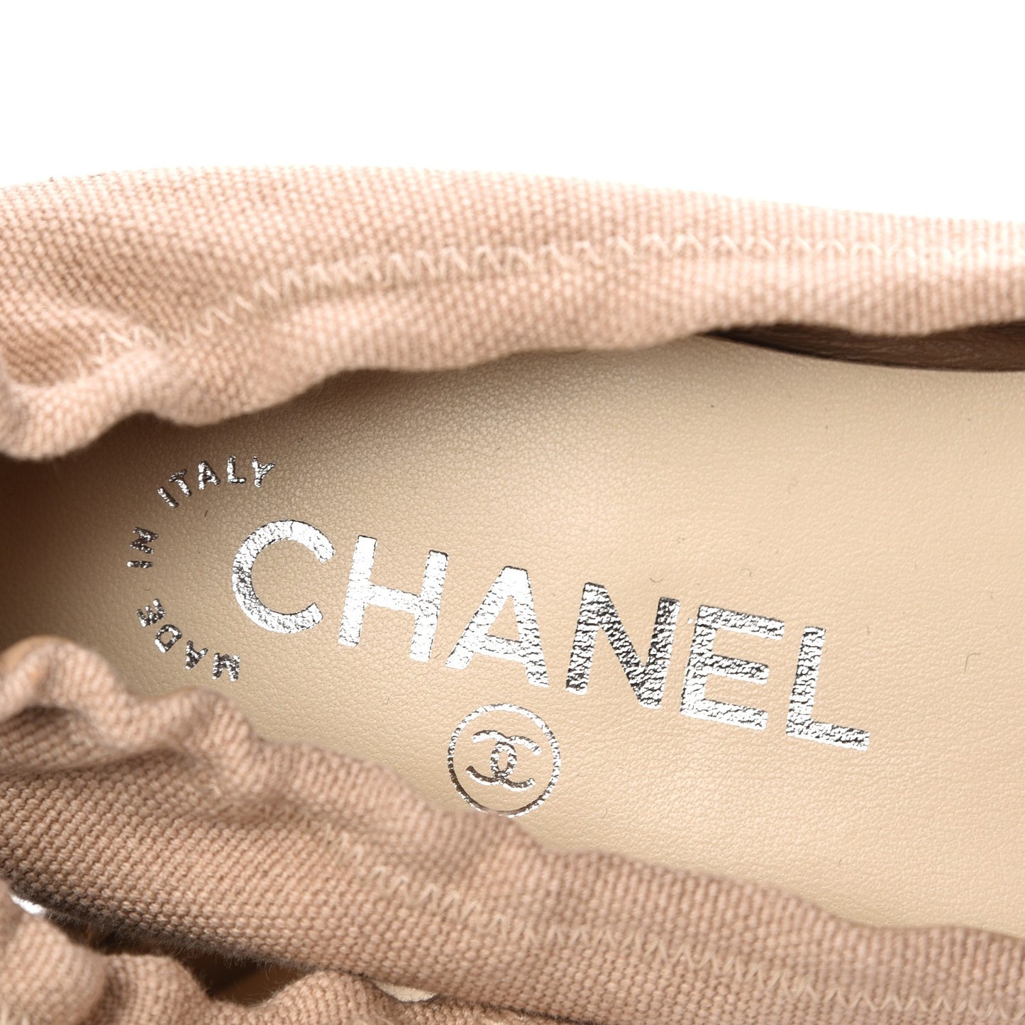Toile Snakeskin Cap Toe CC Ballerina Flats 37 Dark Beige