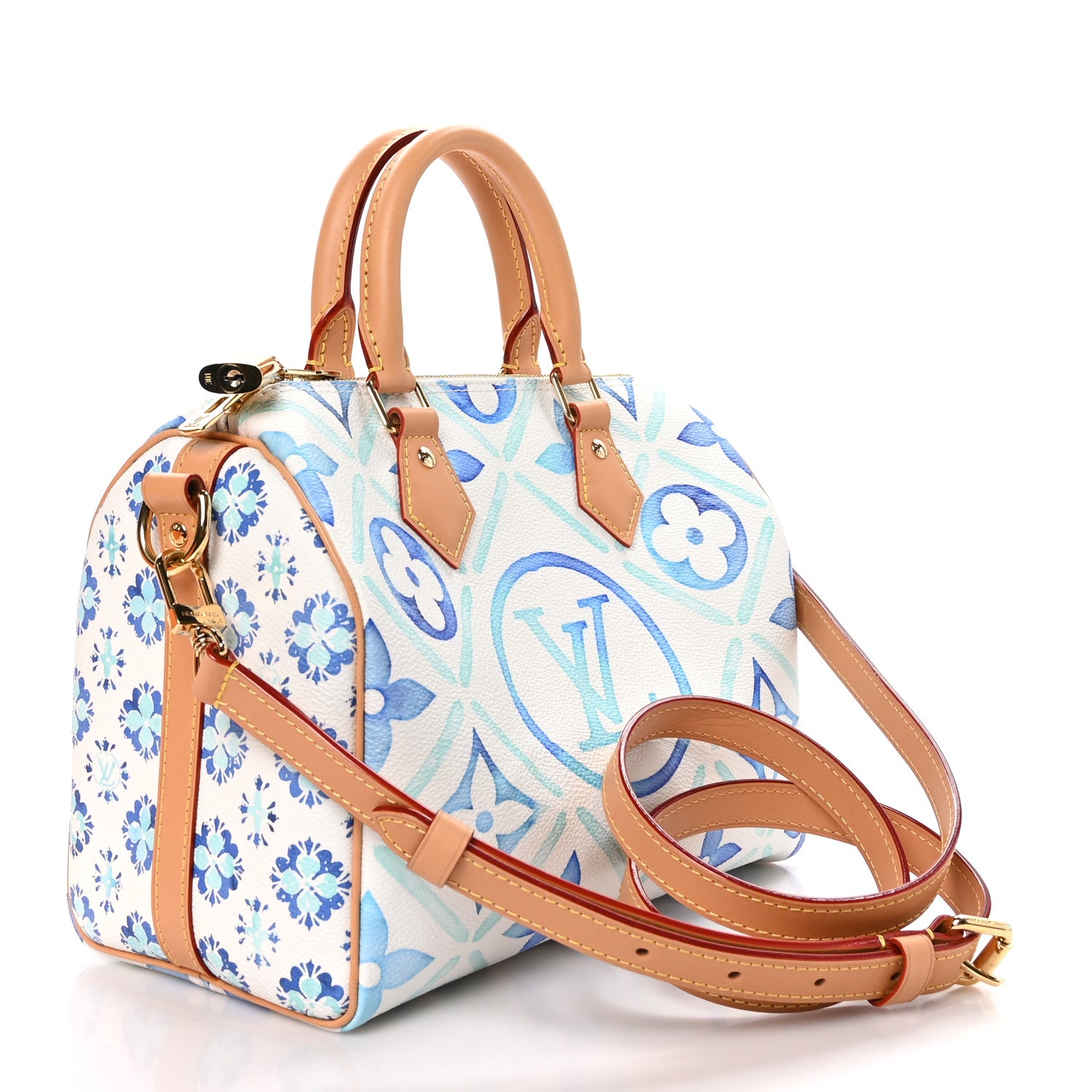 Louis Vuitton Monogram Tiles By The Pool Speedy Bandouliere 25 Lagoon Blue 3 of 12