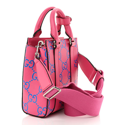 Gucci Calfskin GG Tennis Embossed Mini Tote Bag Modern Fuchsia Modern Blue 3 of 11