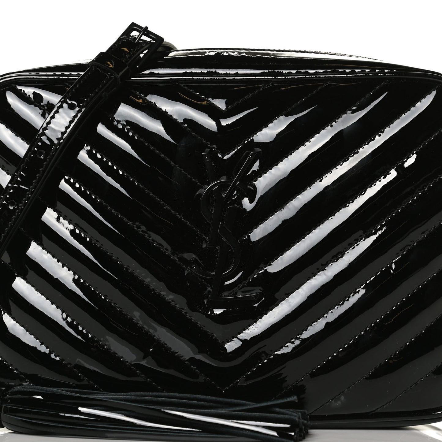 Patent Calfskin Matelasse Monogram Lou Camera Bag Black