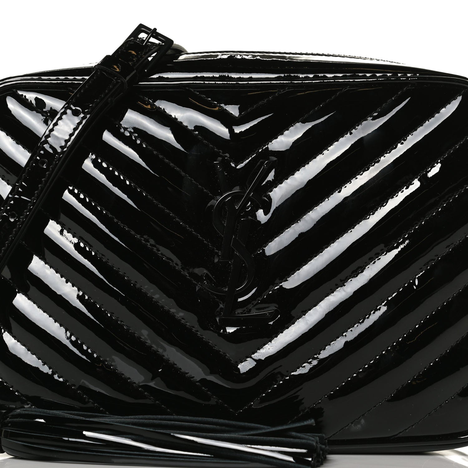 Saint Laurent Patent Calfskin Matelasse Monogram Lou Camera Bag Black 7 of 12