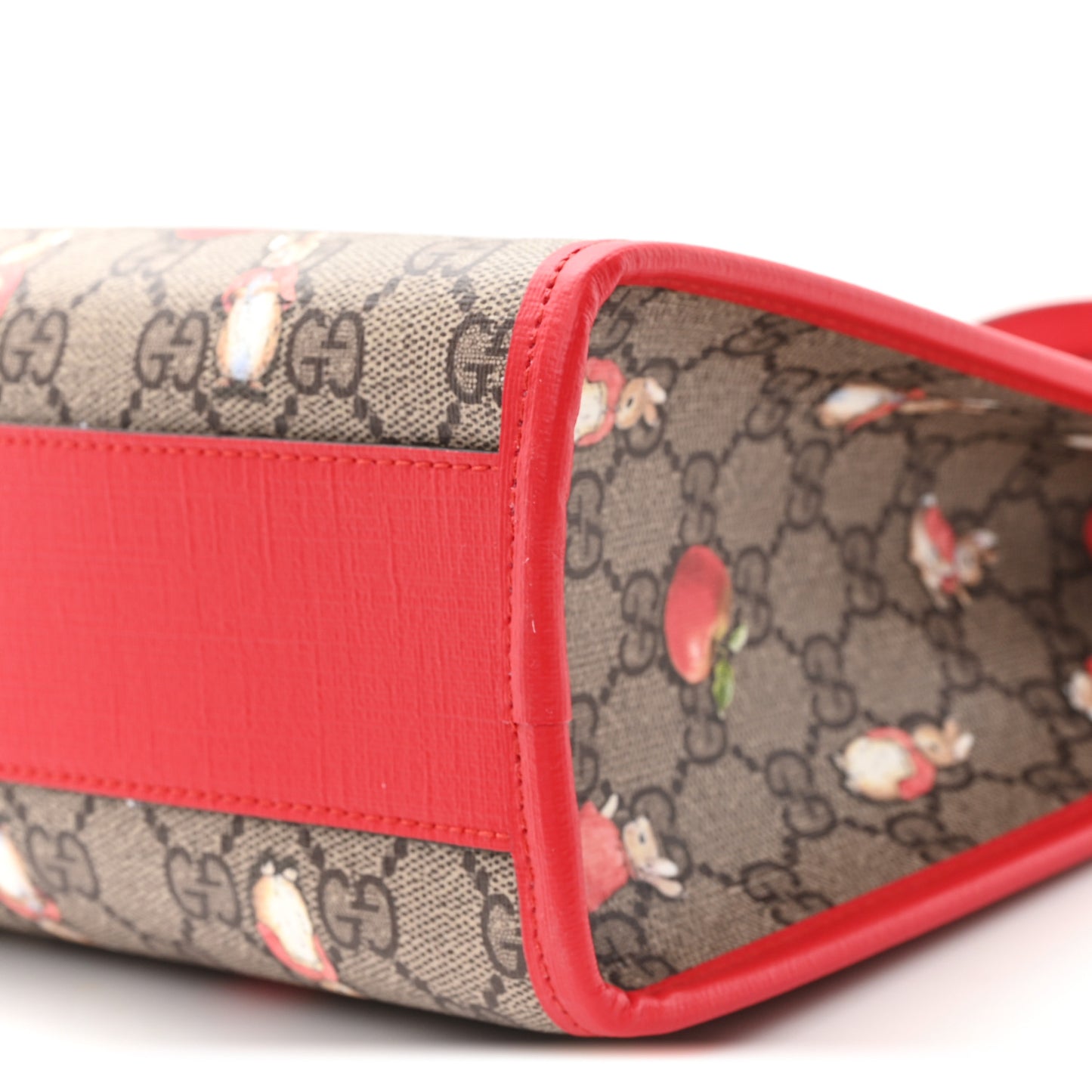 X Peter Rabbit GG Supreme Monogram Rabbit Apple Childrens Tote Beige Ebony Multicolor Bright Hibiscus