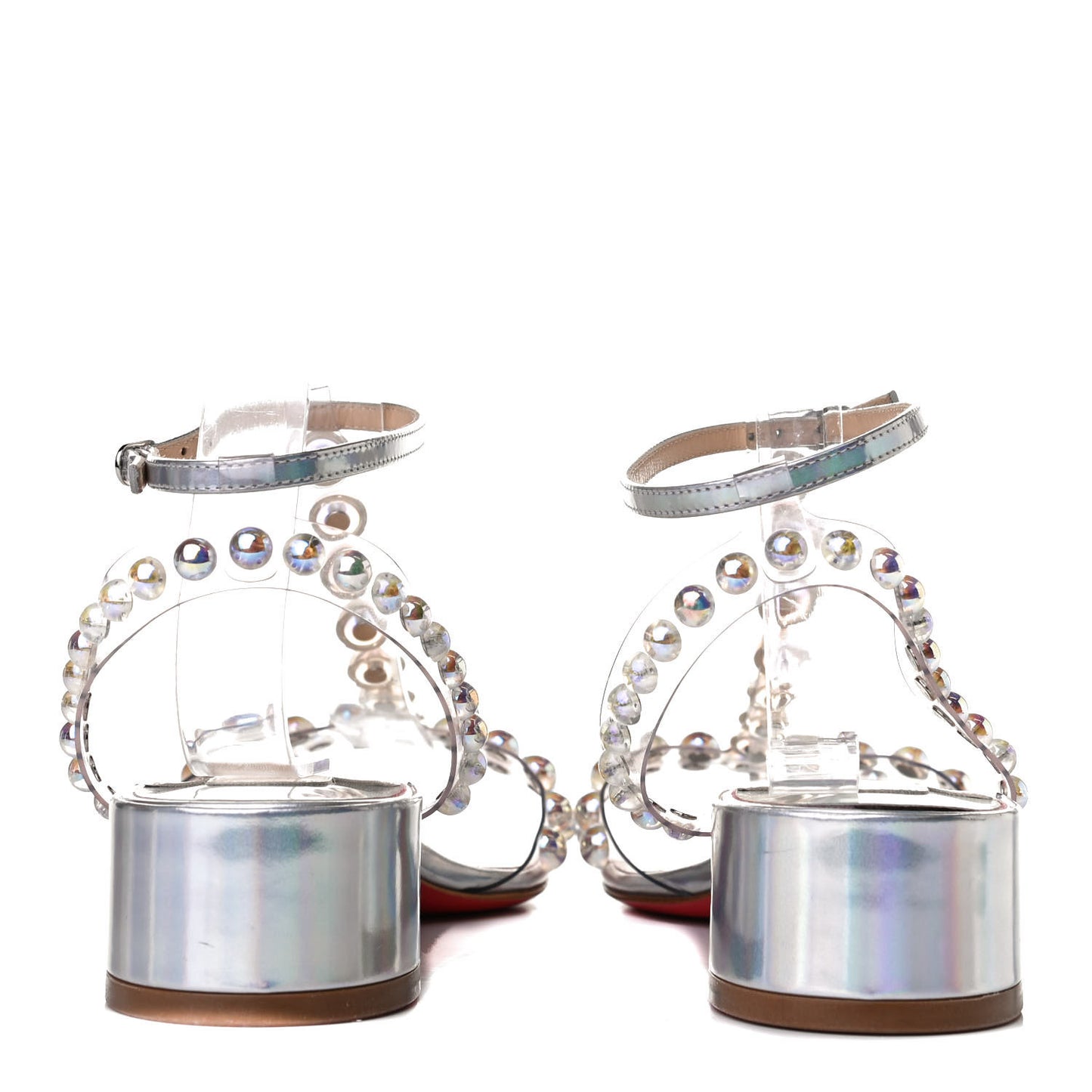 Iridescent Patent PVC Faridaravie 25 Sandals 38 Silver