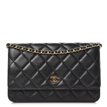 Chanel Lambskin Quilted Wallet On Chain WOC Black 1 of 10