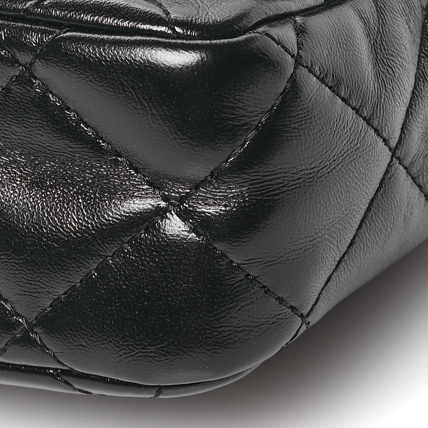 Chanel Shiny Lambskin Quilted Golden Links Top Handle Flap Black 9 of 10