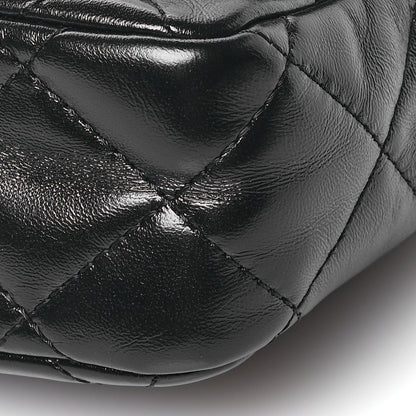 Chanel Shiny Lambskin Quilted Golden Links Top Handle Flap Black 9 of 10