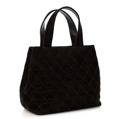 Chanel Suede Quilted Shopping Tote Brown 3 of 14