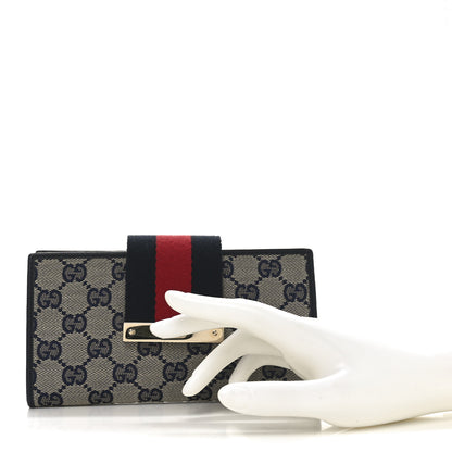 Gucci Monogram Calfskin Ladies Web Continental Wallet Beige Blue 2 of 7