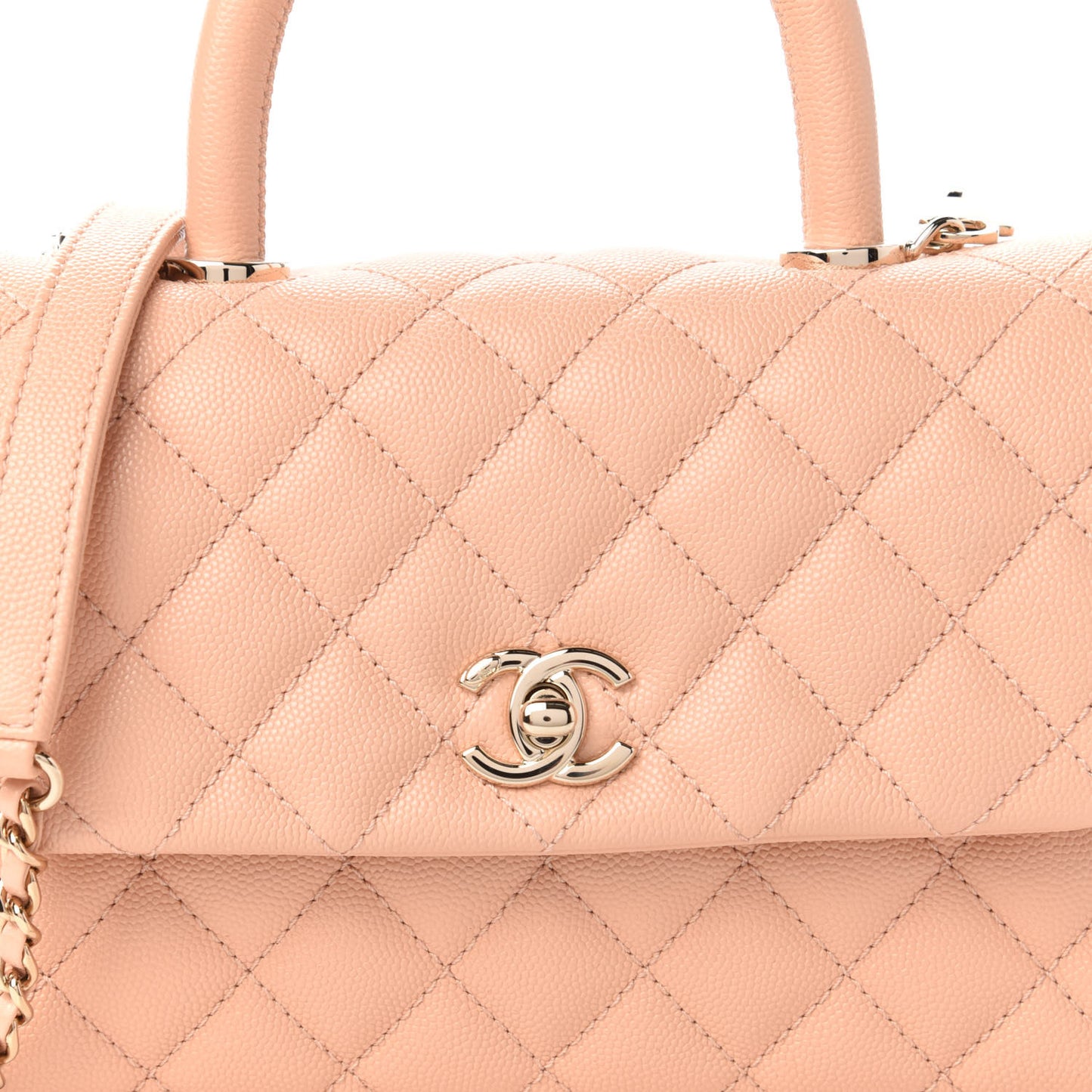 Caviar Quilted Mini Coco Handle Flap Light Pink