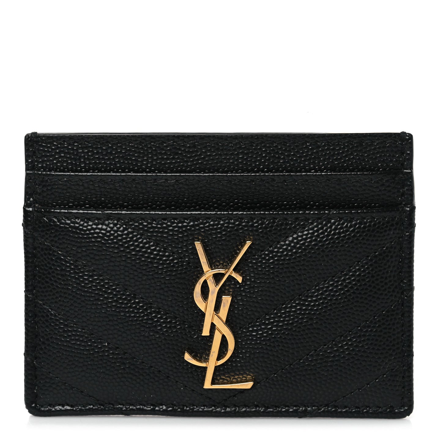 Grain De Poudre Matelasse Chevron Monogram Credit Card Case Black