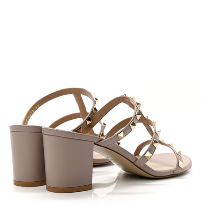 Valentino Garavani Calfskin Rockstud 60mm Caged Slide Sandals 39 Poudre 4 of 9