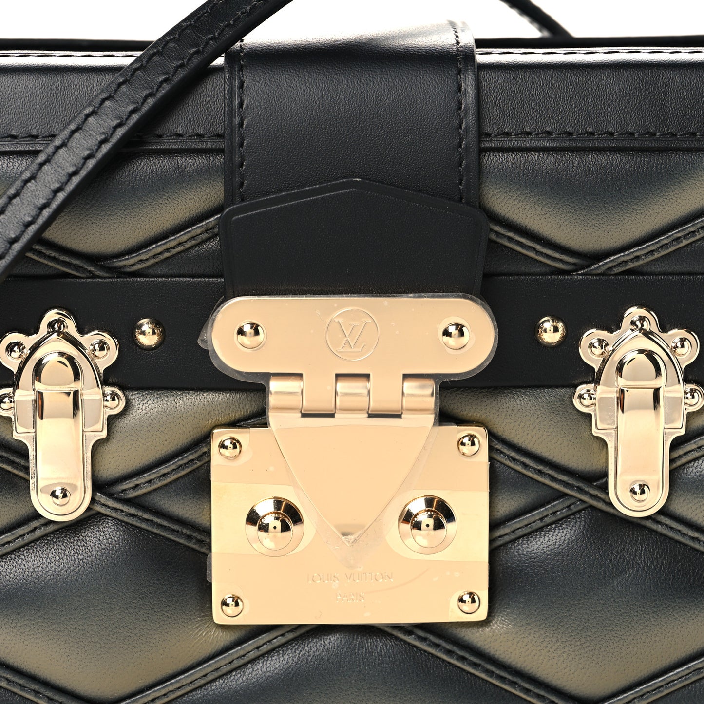 Lambskin Malletage Petite Malle Black Beige