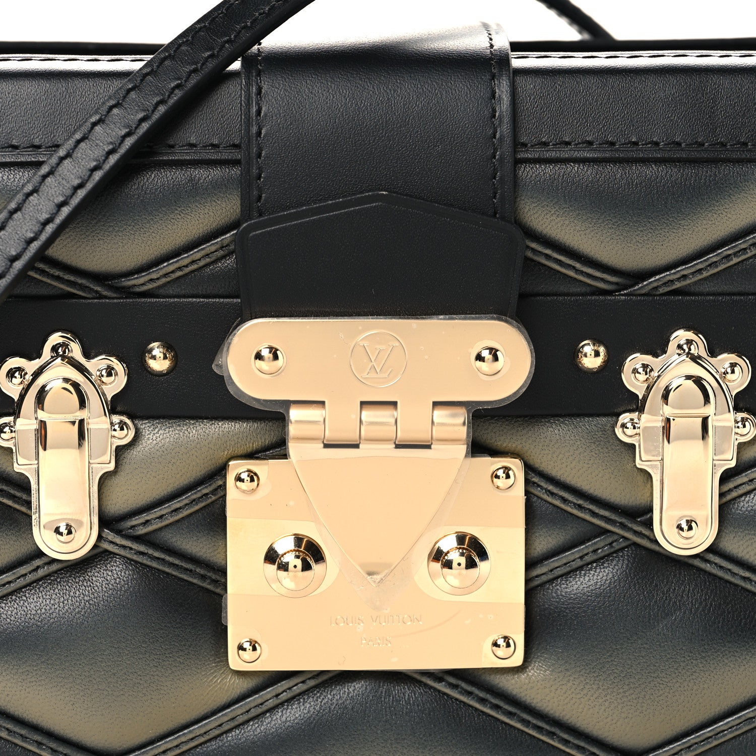 Louis Vuitton Lambskin Malletage Petite Malle Black Beige 7 of 10