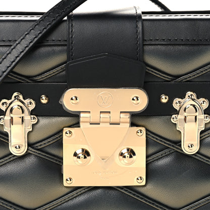 Louis Vuitton Lambskin Malletage Petite Malle Black Beige 7 of 10