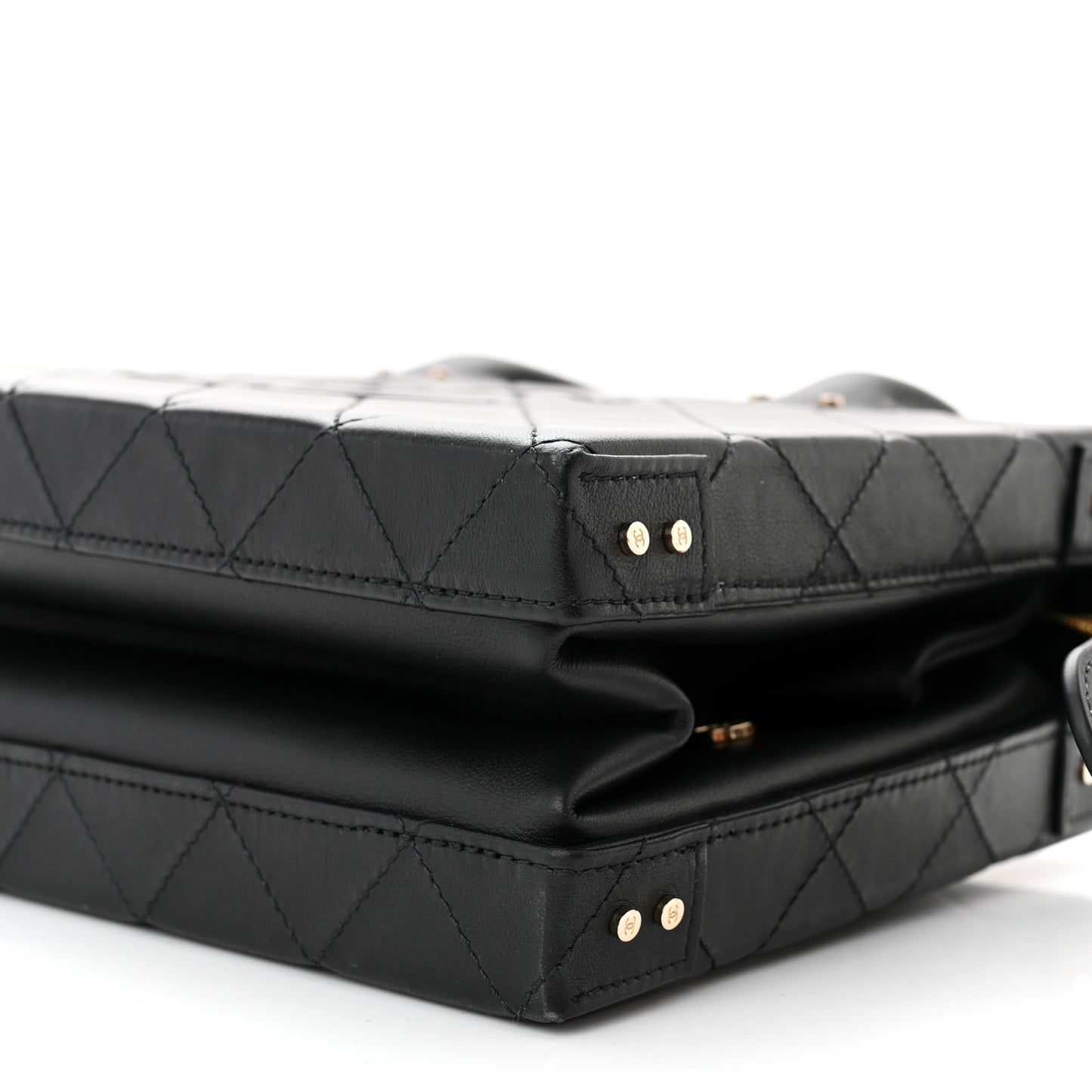 Calfskin Quilted Studded Square Vanity Case Black