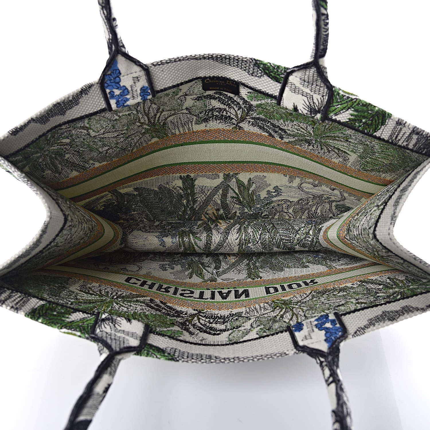 Christian Dior Canvas Embroidered Toile De Jouy Tropicalia Book Tote Green 5 of 9