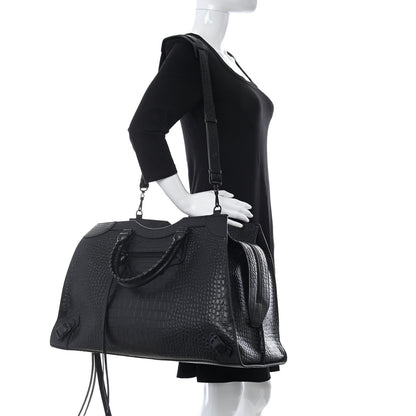 Balenciaga Semi Matte Calfskin Crocodile Embossed Neo Classic Black Hardware Large City Black 2 of 8