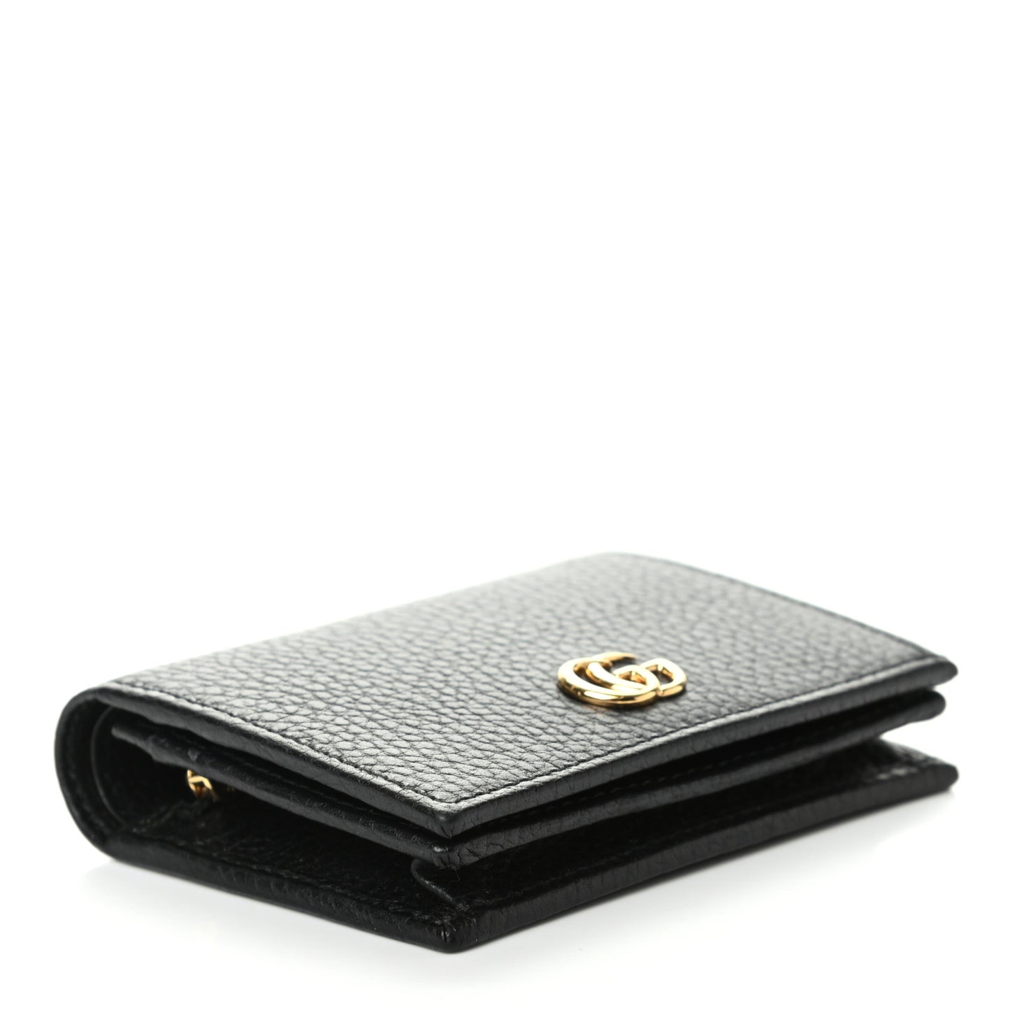 Pebbled Calfskin GG Marmont Card Case Black