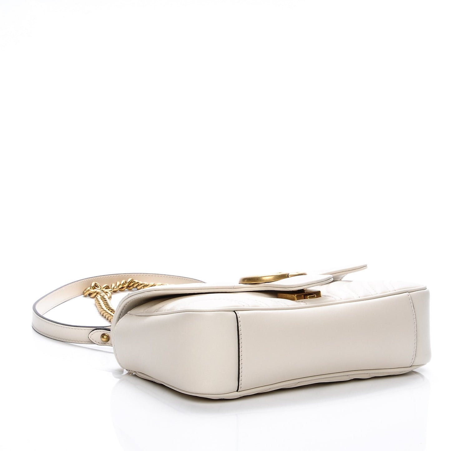 Calfskin Matelasse Mini GG Marmont Shoulder Bag White