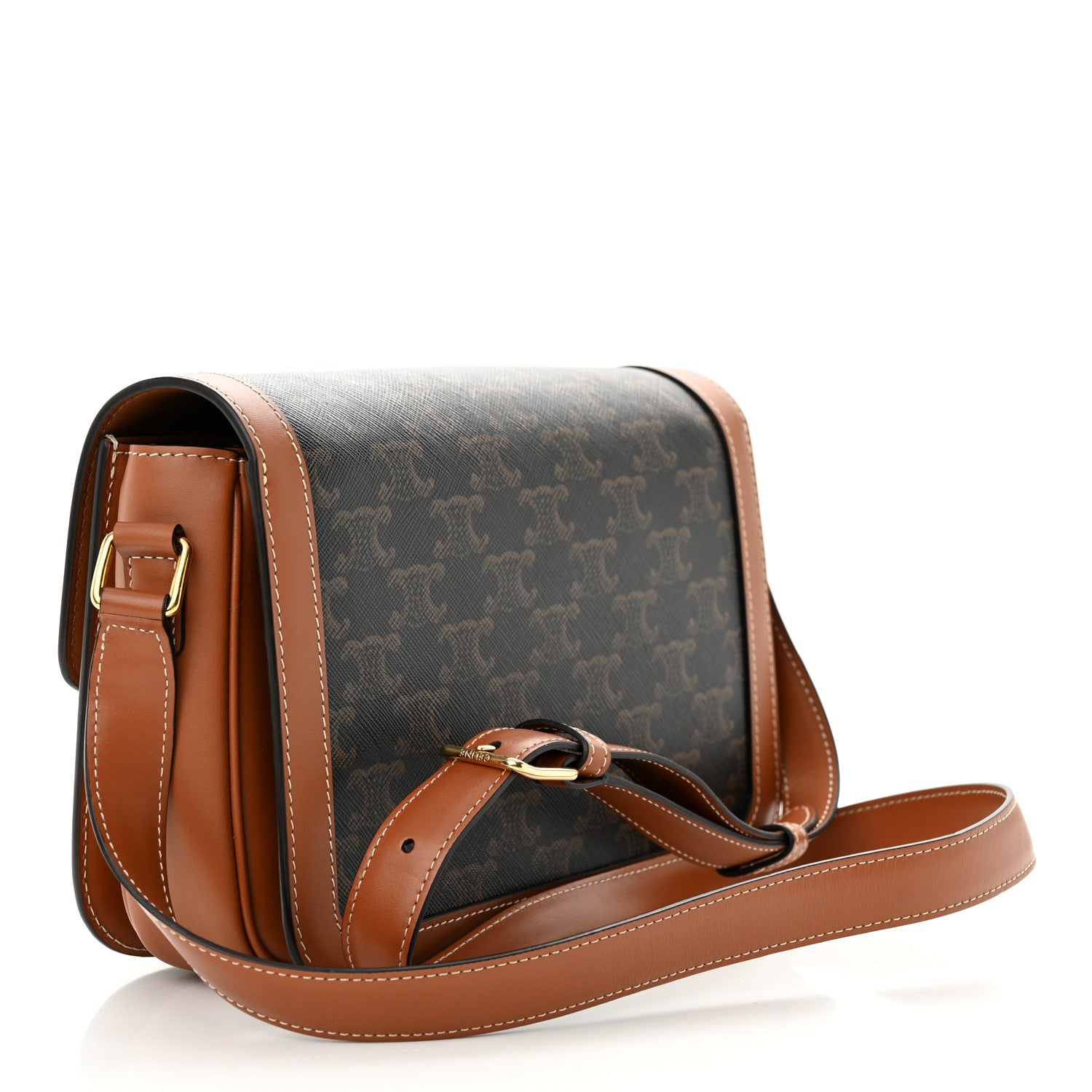 Celine Triomphe Canvas Calfskin Medium Triomphe Bag Tan 3 of 11