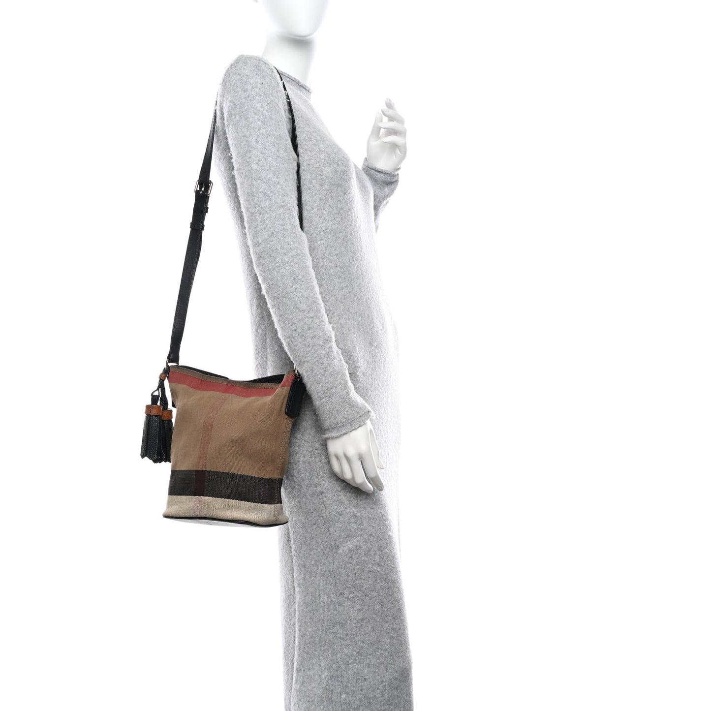 Canvas Mega Check Mini Ashby Tassel Crossbody Black