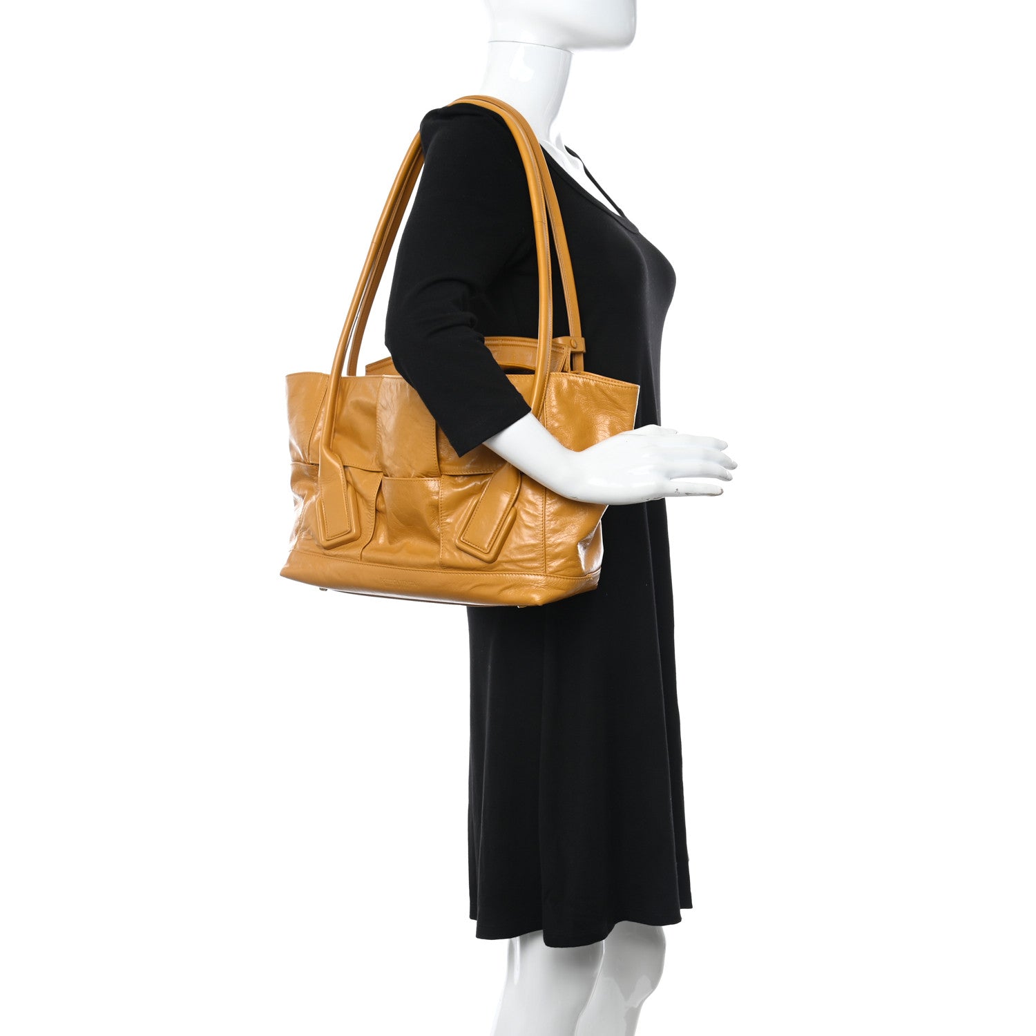 Bottega Veneta Paper Calfskin Maxi Intrecciato Medium Arco Slouch Yellow 2 of 10