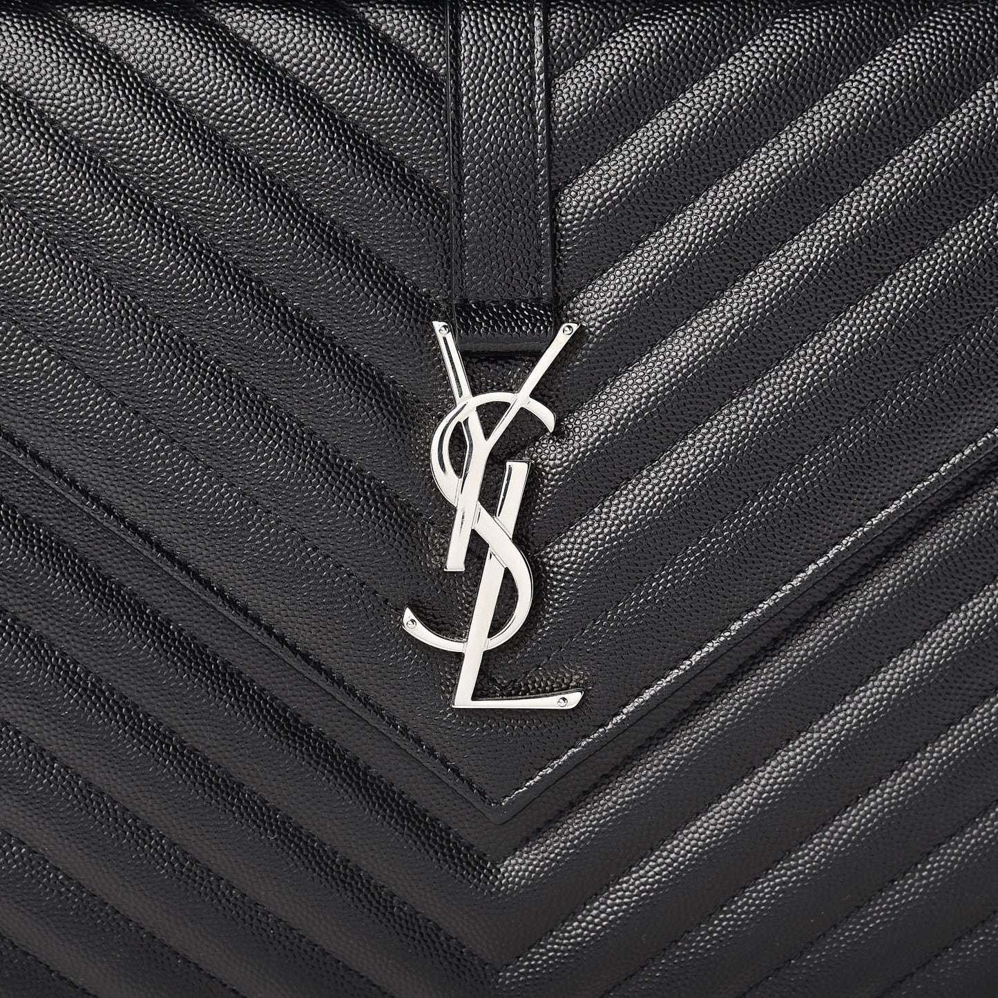 Grain De Poudre Matelasse Chevron Large Monogram Satchel Black