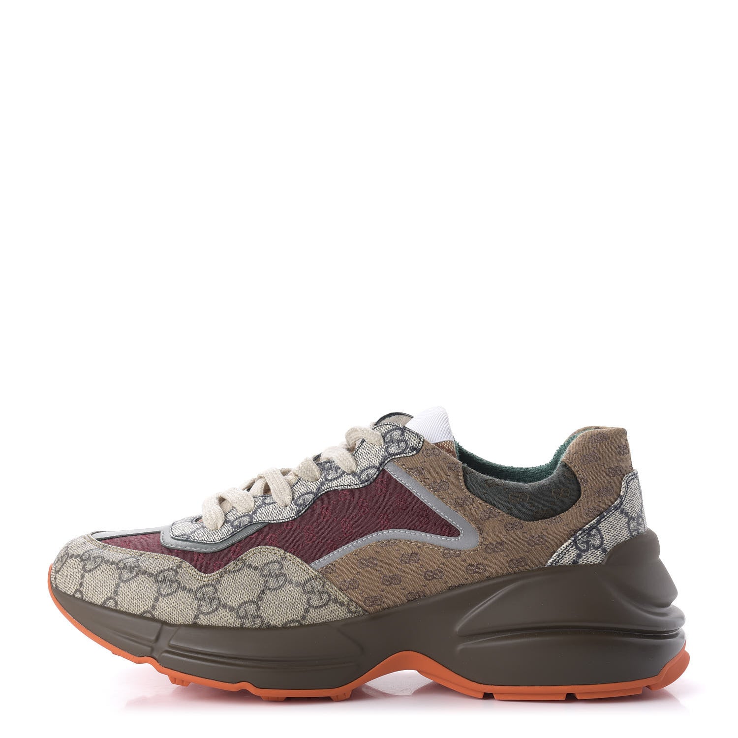 Gucci GG Supreme Monogram Mix Monogram Womens Rhyton Sneakers 42 Bordeaux Beige Ebony 1 of 8