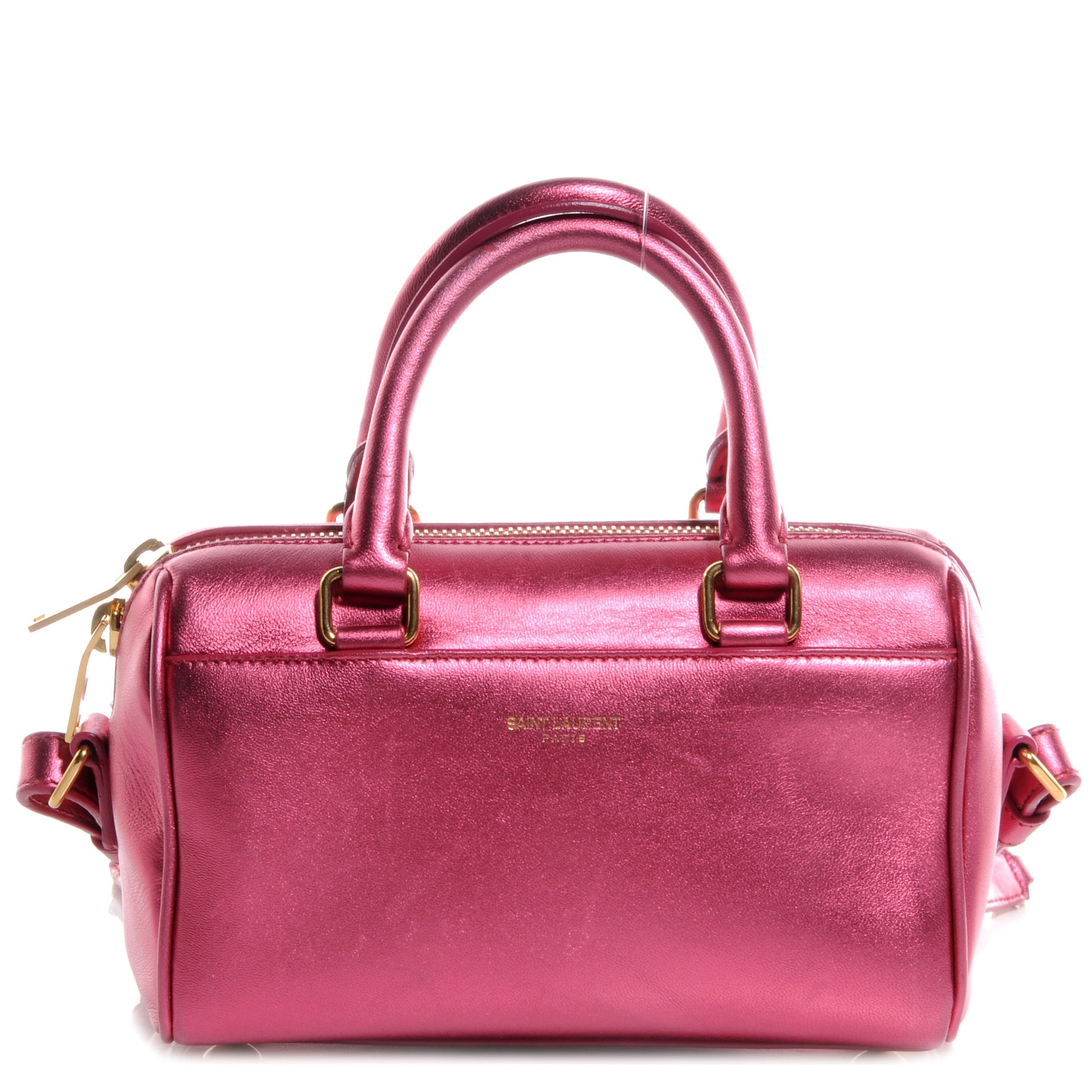 Saint Laurent Metallic Leather Classic Duffle Toy Pink 1 of 9