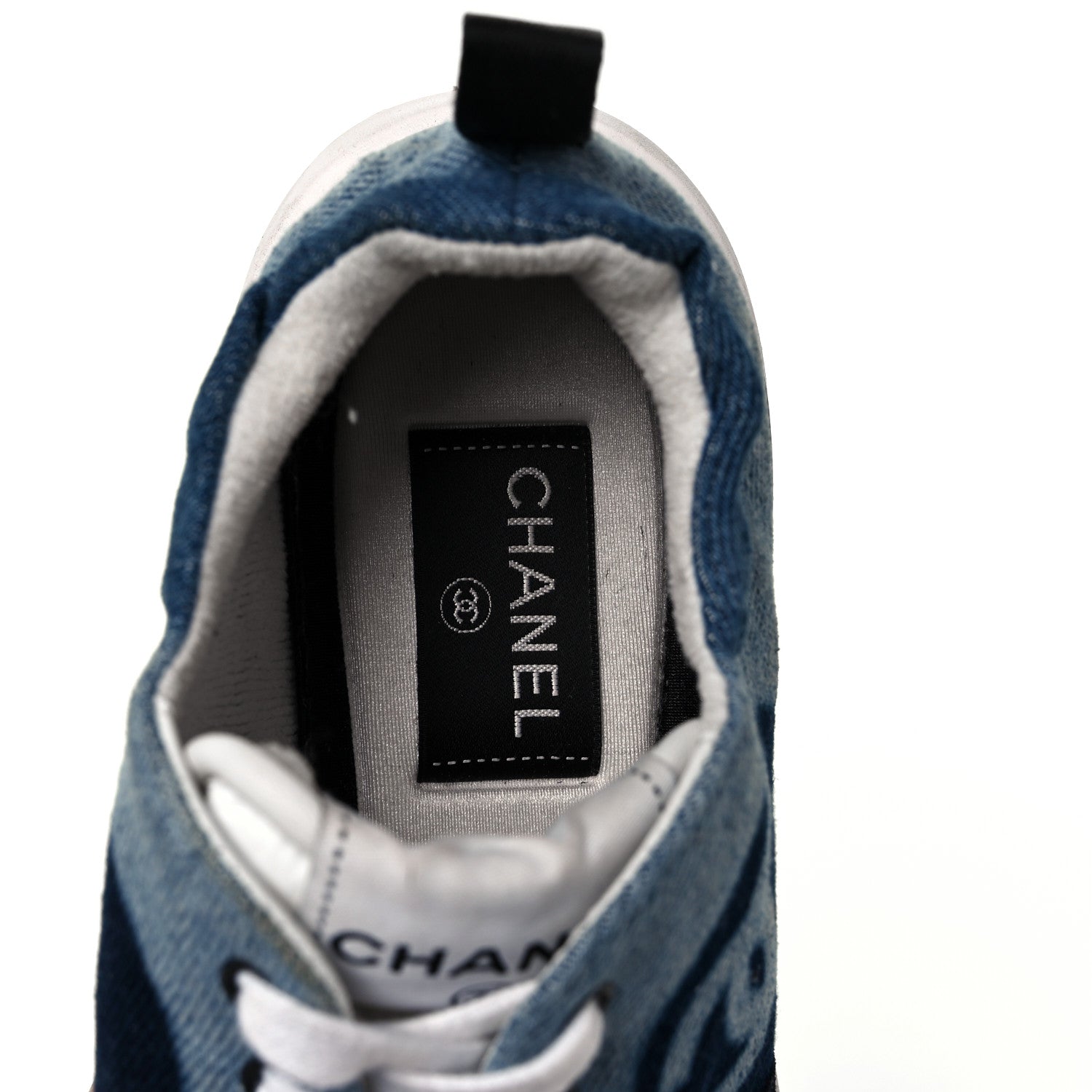 Chanel Denim Suede Calfskin Womens CC Sneakers 37.5 Dark Blue 6 of 8
