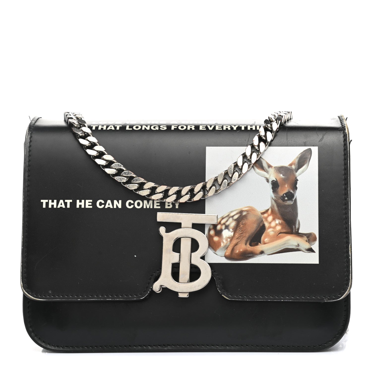 Burberry Calfskin Montage Print Small TB Bag Black 1 of 22
