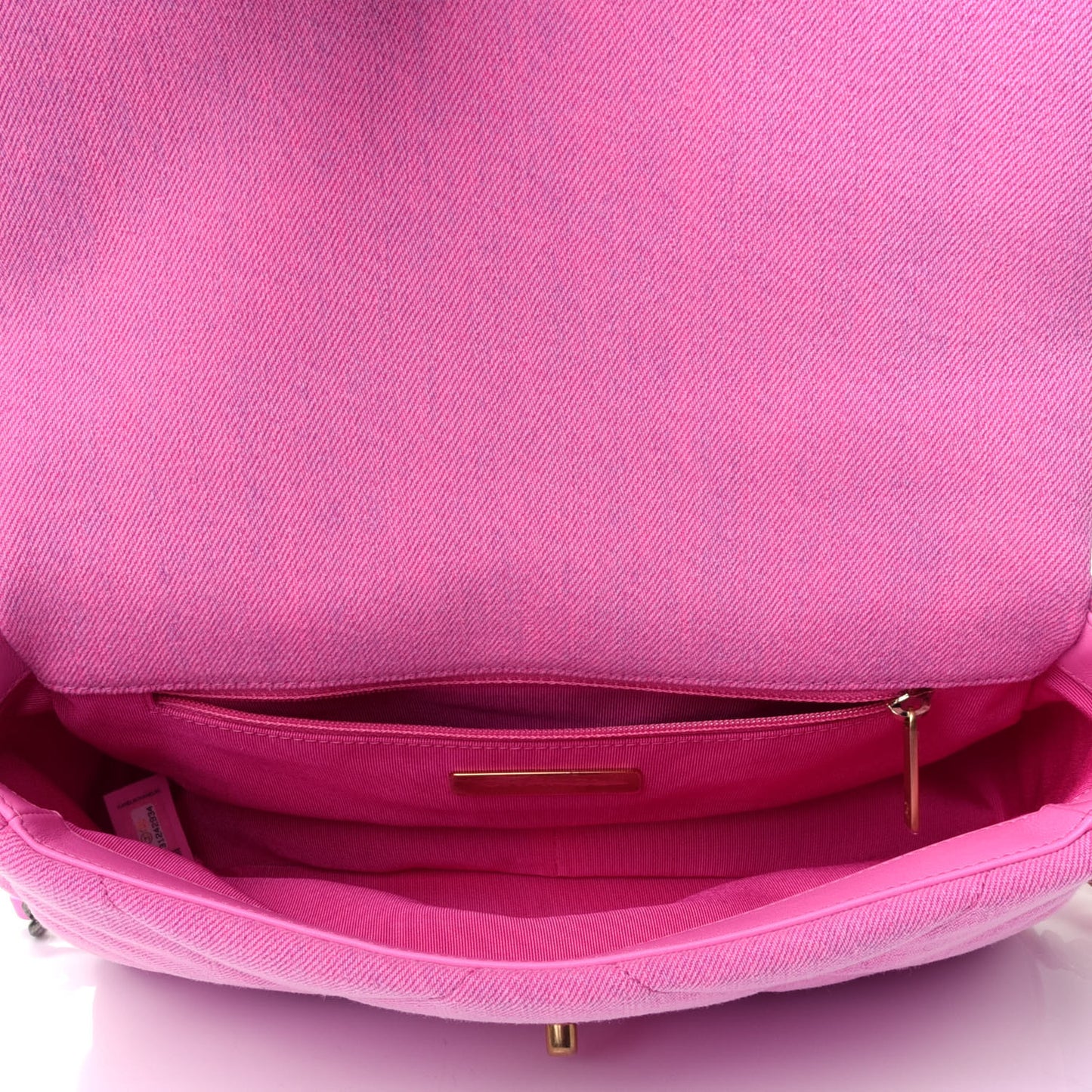 Denim Quilted Medium Chanel 19 Flap Neon Pink