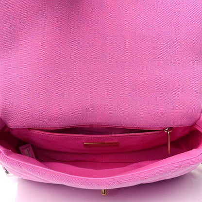 Chanel Denim Quilted Medium Chanel 19 Flap Neon Pink 4 of 10