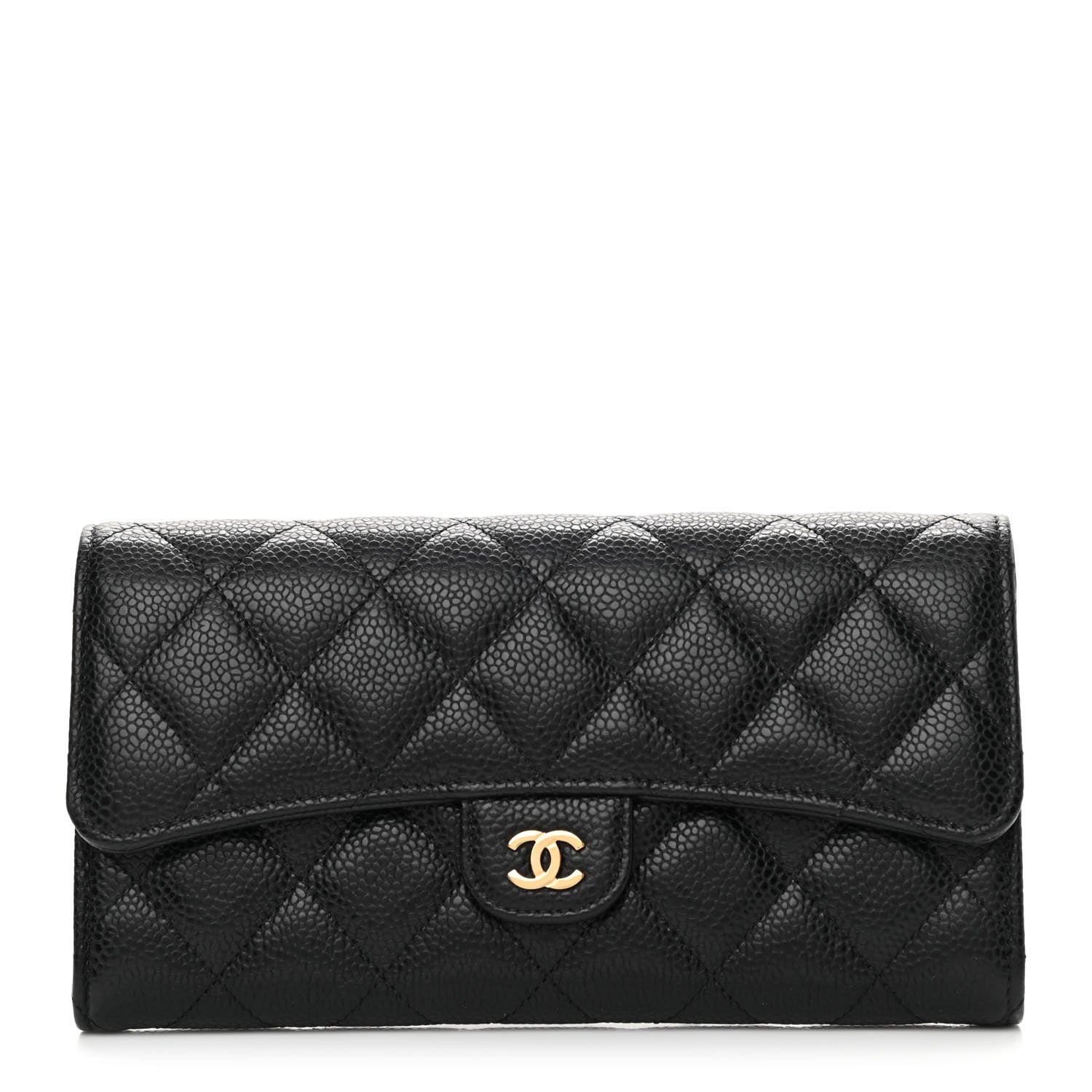 Chanel Caviar Quilted Large Gusset Flap Wallet Black 1 of 9