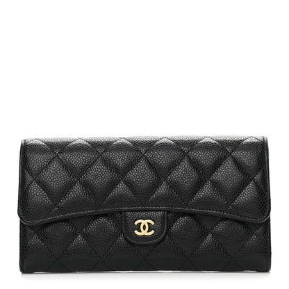 Chanel Caviar Quilted Large Gusset Flap Wallet Black 1 of 9