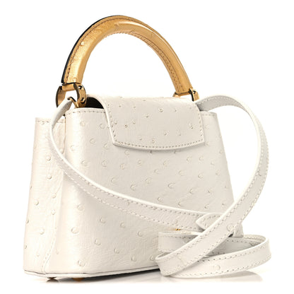 Louis Vuitton Iridescent Ostrich Capucines Mini White Gold 3 of 9