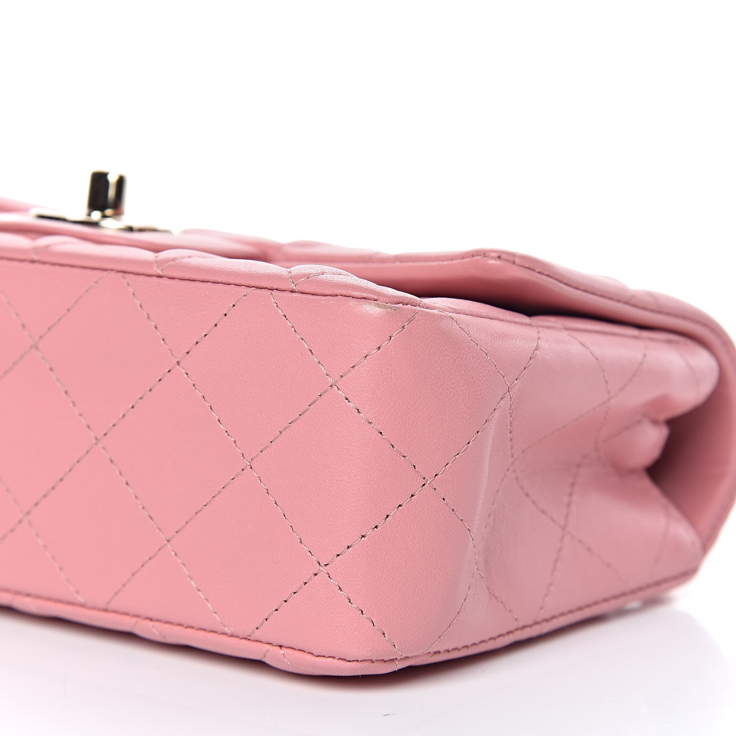 Chanel Lambskin Quilted Mini Rectangular Flap Dark Pink 9 of 9