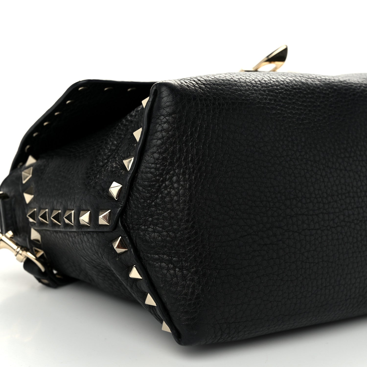 Valentino Garavani Pebbled Calfskin Rockstud Single Handle Flap Bag Black 8 of 9
