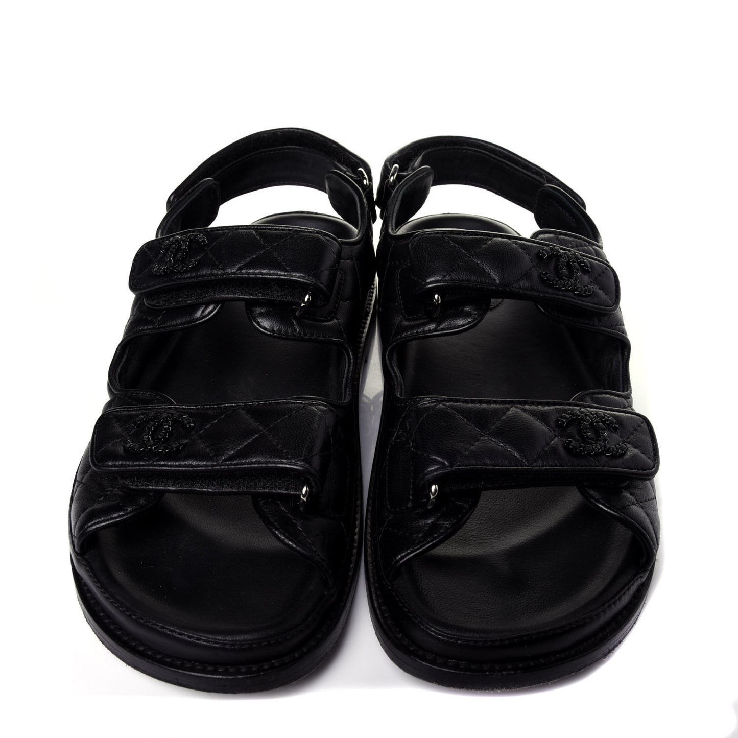 Lambskin Velcro Dad Sandals 38 Black