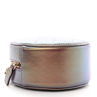 Chanel Iridescent Lambskin Quilted Round Clutch With Chain Purple 4 of 11