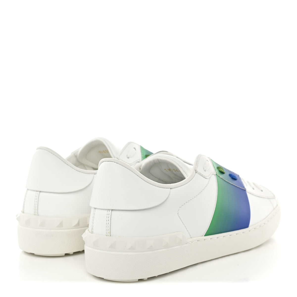 Calfskin Rockstud Untitled Open Sneakers 40  Multicolor White