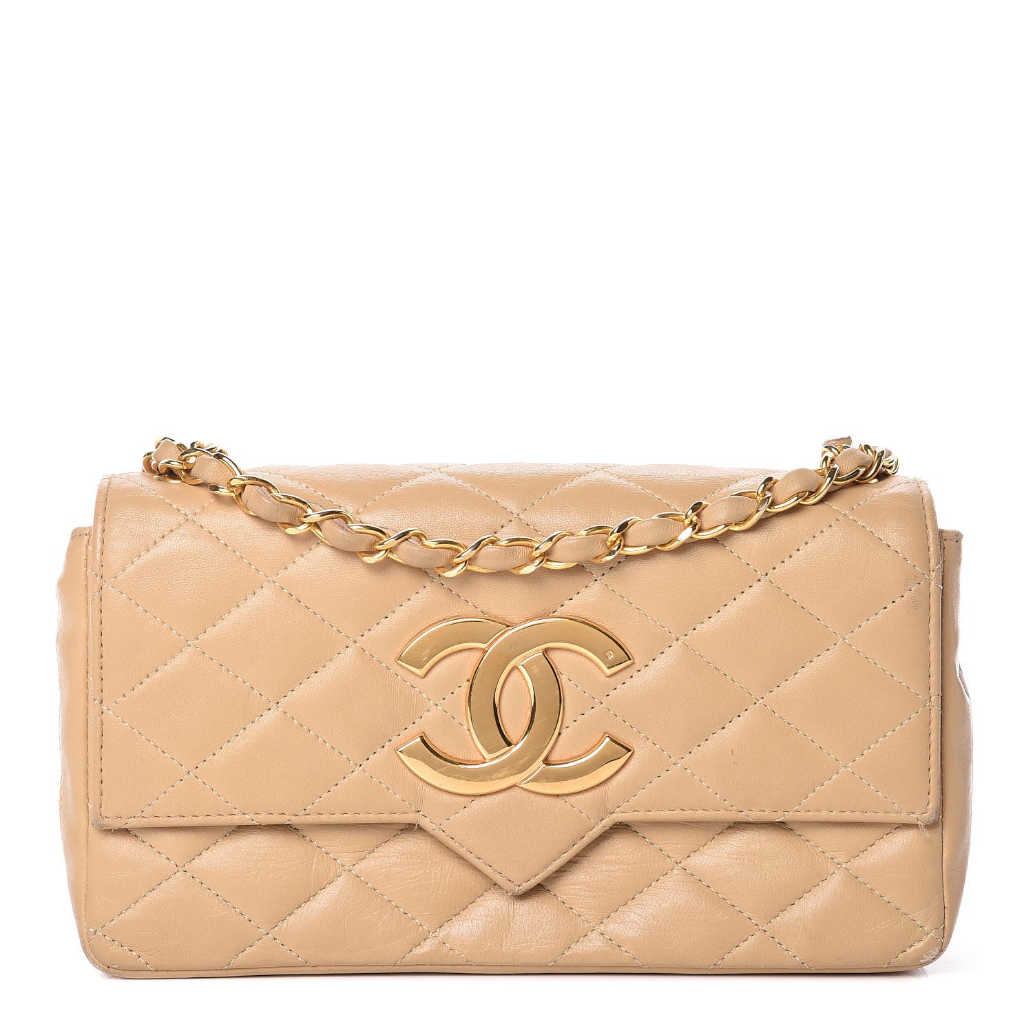 Chanel Lambskin Quilted Small Single Flap Beige 1 of 19
