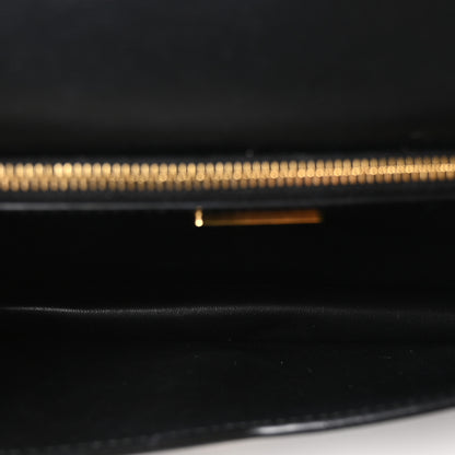 Prada Saffiano Lux Metal Triangle Logo Mini Envelope Chain Shoulder Bag Black 5 of 9