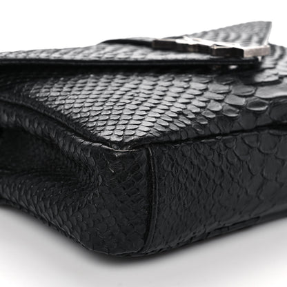 Saint Laurent Calfskin Python Embossed Monogram Medium College Bag Black 7 of 9